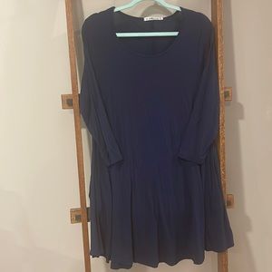 Navy Blue Quarter Sleeve Dress